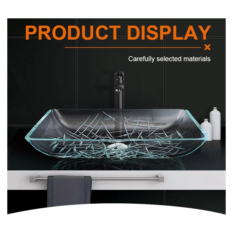 Modern Design Bathroom Arts Stripe Transparent Glass Wash Basin For Home Hotel